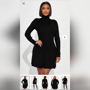 Fashion Nova Elegant Black Long Sleeve Dress